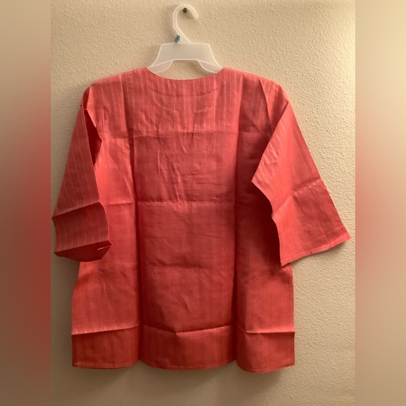 New Tunic Style Tops Blouse Peach Pink color with Silver thread work - Picture 4 of 5